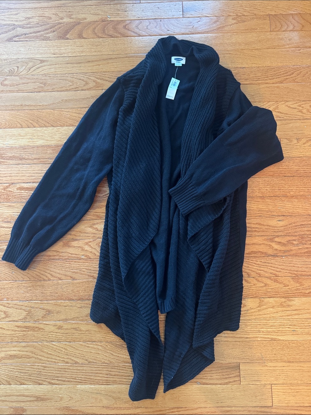 Old Navy Black Draped Open-Front Knit Maternity Cardigan